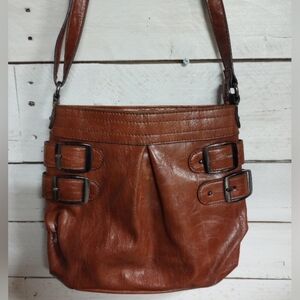 Macy's Style & Co. Dannii Whiskey Brown Satchel Crossbody Purse Faux Leather